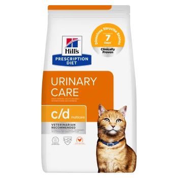 Sac de nourriture pour chats Hill's Prescription Diet Urinary Care c/d multicare, étiquette orange, recommandé par les vétérinaires, 'Dissolves Struvite Stones in 7 Days'