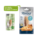 Zwei Verpackungen für Haustierfutter: links, "Delicious Delight" für Katzen; rechts, "Filet Moments" mit einer Katze und Thunfisch, beschriftet mit "100% reines Filet."