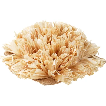 Maisblatt-Schnüffelmatte Natürliche Katzenkratzmatte aus zerkleinerten Holzfasern, die einer Blume ähnelt, mit einem Juteboden für Stabilität.