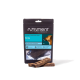 Nutriment Natural Treats-Tüte mit Aufschrift 'Ente', schwarz-blaues Pack mit Hundefoto und zwei Trainingsriegeln vorne.