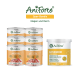 AniForte Spar-Bundle: sechs 'Land Chicken'-Dosen und ein Naturmoor-Glas (Naturmoor) mit der Aufschrift 'Magen und Darm'.