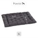 Ein großes, plüschiges Hundebett in Dunkelgrau mit gestepptem Design, misst 70 cm mal 60 cm, beschriftet mit "Pointer" und als Größe XL gekennzeichnet.