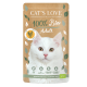 Cat's Love 100% Bio Adult Hühner-Katzenfutterbeutel mit Bild einer weißen Katze und natürlichem Geleetext.