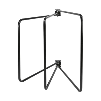 Schwarzer Metall-Haustierpflege-Tischrahmen, der ein robustes Design mit einem dreieckigen Fuß für Stabilität aufweist.