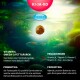 Aquaris KI-JA-KO Fischfutterpellet, das im Wasser schwimmt, mit Text, der Vitamine, Präbiotika und Probiotika für die Gesundheit der Fische beschreibt.