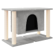Grau Katzenbaum mit einem höhlenartigen Eingang, zwei Kratzpfosten und flachen Plattformen zum Entspannen.