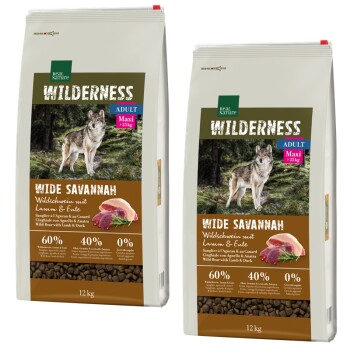 REAL NATURE WILDERNESS Maxi Adult Wide Savannah mit Wildschwein, Lamm & Ente 2×12 kg