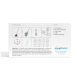 Anleitungsfeld des Adenovirus-Hundetests mit Schritt-Symbolen, Ergebnisdiagrammen, Inhaltsangabe und getTested-Logo