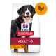 Hundefutterbeutel mit einem Berner Sennenhund, beschriftet mit "Hill's Science Plan", "Adult 1-5" und "mit Hähnchen".