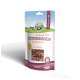 Eine Premium-Hundeleckerei-Verpackung mit gefriergetrockneter Entenbrust, beschriftet mit "Leckerbissen Entenbrust", mit einem Gewicht von 50g.