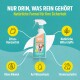 Etikett für Green Hero Knabber-EX, ein Haustierprodukt für Hunde und Katzen, mit einem kleinen Hundebild, Anwendungshinweisen und Zutaten.