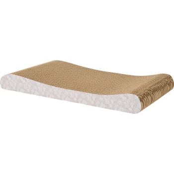 Window Scratching Board Leaf pink A stylish pet bed with a woven natural fiber surface and a decorative white leaf-patterned border, designed for comfort.