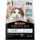 Sac de nourriture Purina Pro Plan LIVECLEAR 2,8 kg, visage de chat ; textes : « Adulte stérilisé », « 1+ ans », « Riche en dinde ».