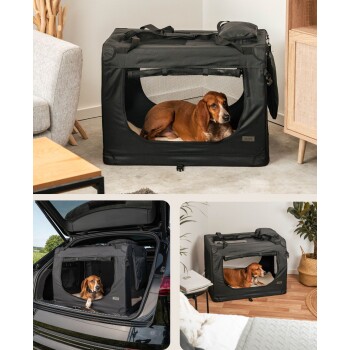 Lionto Hundetransportbox - | XL FRESSNAPF - schwarz faltbar
