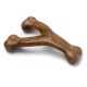 A durable, brown dog chew toy shaped like a bone, featuring the embossed text "Gumbo Bone" on its side.