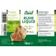 Etikett für Hühner Land Ruhe Liquid, ein Anti-Stress-Nahrungsergänzungsmittel für Geflügel, mit zwei Hühnern, Zutaten und Anwendungshinweisen.