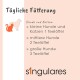Täglicher Fütterungsleitfaden für Hunde und Katzen: kleine Haustiere 1 Teelöffel, mittelgroße Haustiere 2 Teelöffel, große Haustiere 3 Teelöffel. Marke: singulares.