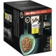 Sheba Selection Mini Filets Katzenfutterpackung, mit 24 x 85 g Beuteln, mit einer Schüssel mit Nassfutter und einem Bild einer grauen Katze auf der Verpackung.