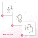 Instructions pour un produit pour animaux de compagnie : trois étapes montrant l'assemblage et l'installation, avec le texte "Jusqu'à 70m²" indiquant la zone de couverture.