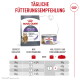 Royal Canin Appetite Control Katzenfutter Packung und Dose mit Überschrift 'TÄGLICHE FÜTTERUNGSEMPFEHLUNG', 90%-Angabe und Fütterungstabelle