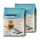 Zwei Säcke Premiere Meat Menu Katzenfutter, beschriftet "Sensitive Adult", mit einer Katze auf der Vorderseite, mit 53% Geflügelanteil.