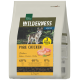 Bag of Real Nature WILDERNESS Adult Pure Chicken dog food (2.5 kg) with wolf image, labels "60% 40% 0%" and "Only 1 animal based protein source"