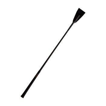 Ein schlanker schwarzer Reitstock mit einer spitzen Enden und strukturiertem Griff, ideal für den Reitsport.
