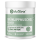 Behälter von AniForte Grünlippmuschel-Pulver, beschriftet in Deutsch und Englisch, zur Förderung der Gelenkgesundheit für Haustiere.
