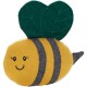 Ein niedliches Plüsch-Bienen-Spielzeug mit einem lächelnden Gesicht, gelbem Körper, grauen Streifen und grünen Blätterflügeln, entworfen für Haustiere.