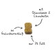 Hundesnack in Form eines Knochens, beschriftet mit "mit Glucosamin & Chondroitin," "bei Gelenkverschleiß," und "nur 7% Fett."