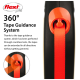 Flexi dog leash featuring a 360° tape guidance system, with a bright orange handle and red tape, highlighting its jam-free extension.