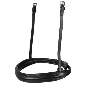 Schwarzes Leder-Haustiergeschirr mit verstellbaren Riemen und Metall-Schnallen, entworfen für Komfort und Kontrolle während der Spaziergänge.