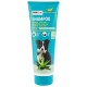 Tube bleu aqua de shampooing pour chien AniOne avec un Border Collie sur l'étiquette, mettant en avant des ingrédients à base d'aloe vera et une certification vegan.