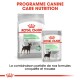 Emballage de nourriture pour animaux de compagnie Royal Canin Digestive Care, avec un sac étiqueté "MINI" et un sachet pour "TOUTES TAILLES," promouvant une meilleure qualité des selles.