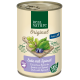 Can of Real Nature Original dog food featuring duck with spinach, labeled as "Superfood," with ingredients like spinach and blueberries.