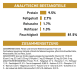 Deutsches Futtermittel-Label „ANALYTISCHE BESTANDTEILE“ mit Angabe Protein 9,5% und Feuchtigkeit 81,5% sowie der Rubrik „ZUSAMMENSETZUNG“.