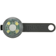 Une lumière de sécurité pour animaux Trixie avec un design circulaire, présentant des LED jaunes et une sangle noire pour l'attache.