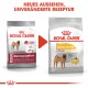 Zwei Beutel Royal Canin Dermacomfort Hundefutter für mittelgroße Hunde, mit "Reduzierte Allergenformel" und "91% zufrieden."