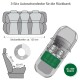 Illustration einer 3-Sitzer-Autositzbezug, Abmessungen beschriftet: Breite 120 cm, Höhe 50 cm, Tiefe 40 cm, mit dem Text "ALL-SIDE SCHUTZ."