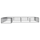 Schwarzer Metall-Haustierspielplatz mit mehreren Paneelen, die in rechteckiger Form angeordnet sind, ideal zur sicheren Unterbringung von Haustieren.