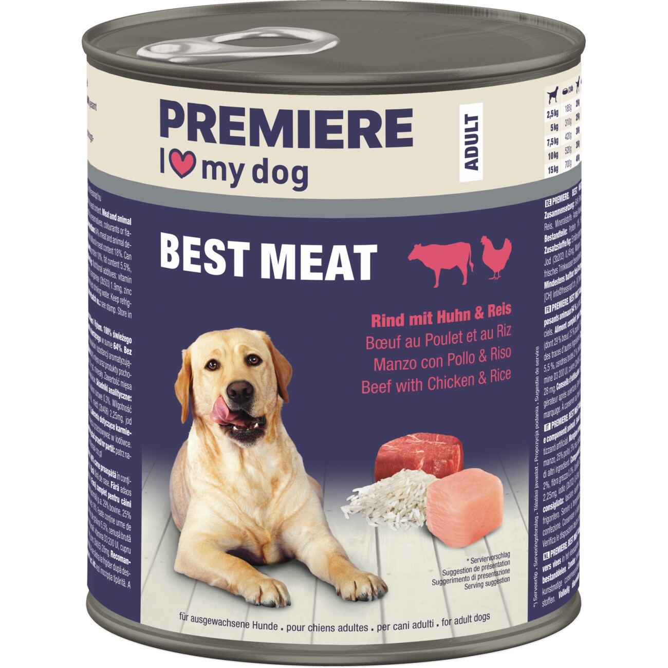 PREMIERE Best Meat Nassfutter Hund, Adult, Rind mit Huhn und Reis 6x800 g |  FRESSNAPF