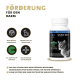 Flasche mit Wurm-Mix-Pulver für Katzen, das die Verdauungsgesundheit fördert, mit Symbolen für regelmäßige Anwendung, Verdauungsunterstützung und Corvitalis-Komplex.