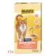 MultiFit Snack Cream Verpackung für Katzen, die eine verspielte orange Katze, eine Schüssel mit cremigem Snack und den Text "Snack Cream mit Pute" zeigt.