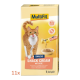 MultiFit Snack Cream Verpackung für Katzen, die eine verspielte orange Katze, eine Schüssel mit cremigem Snack und den Text "Snack Cream mit Pute" zeigt.