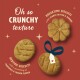 Three crunchy textured pet biscuits on a red background labeled "Breaktime Biscuits with Peanut Butter & Banana" and "Bedtime Biscuits with Chamomile & Passion Flower."