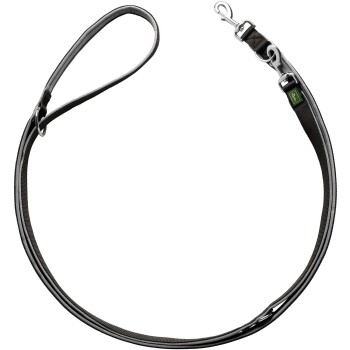 Verstellbare Führleine Neopren schwarz/ grau 2,5 cm, 2 m