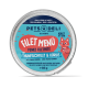 Eine Dose Pets Deli Classic Filet Menü Katzenfutter mit einem bunten Etikett, das Thunfisch und Kürbis zeigt, 85g, ohne Getreide und Zucker.