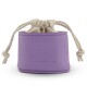 Lavendelfarbene Leder-Leckerli-Tasche mit Kordelzugverschluss und beigem Stofffutter, geprägt mit "WILLIAM & WALKER."