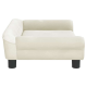 Ein stilvolles, cremefarbenes Haustiersofa mit gepolsterten Seiten und schwarzen Beinen, entworfen für kleine bis mittelgroße Haustiere.