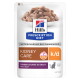 Hill's Prescription Diet k/d Kidney Care Katzenfutterbeutel, 'Tender Chunks in Gravy' mit Rind, 'Von Tierärzten empfohlen'.